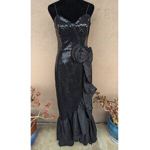 💜✨Stunning Vintage Black Sequin Gown by Elaine's of Edmonds